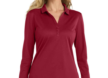 Port Authority Women's Silk Touch Performance Long Sleeve Polo L540LS Red