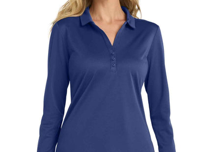 Port Authority Women's Silk Touch Performance Long Sleeve Polo L540LS Royal