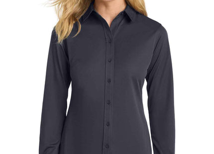 Port Authority Women's Dimension Knit Dress Shirt L570 Battleship Grey