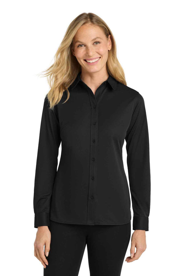Port Authority Women's Dimension Knit Dress Shirt L570 Black
