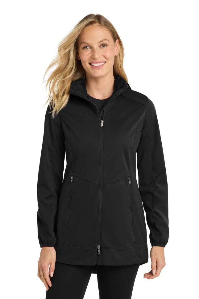 Port Authority Women's Active Hooded Soft Shell Jacket L719 Deep Black