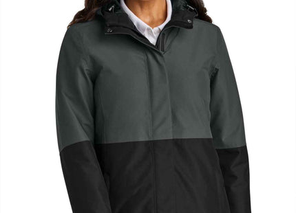 Port Authority Women's Insulated Heavy Ripstop Jacket L721 Grey Steel Deep Black