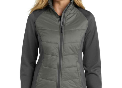 Port Authority Women's Hybrid Soft Shell Jacket L787 Smoke Grey Grey Steel