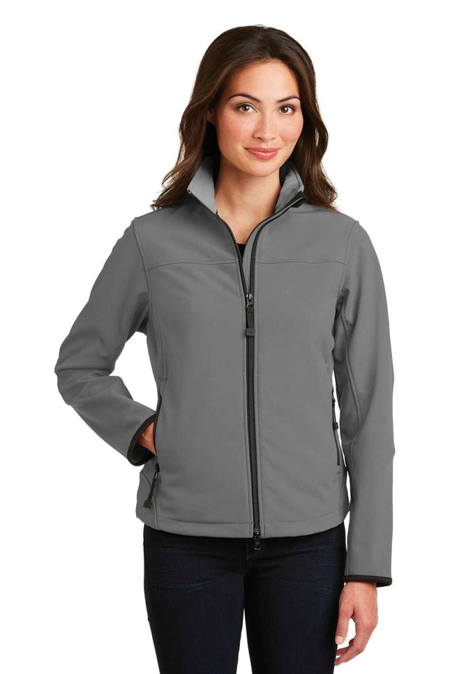 Port Authority Women's Glacier Soft Shell Jacket L790 Smoke Grey Chrome