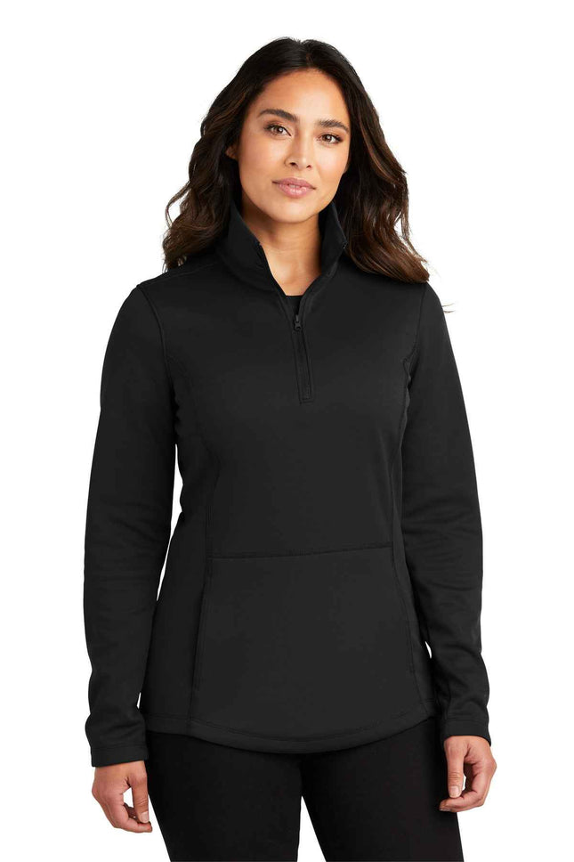 Port Authority Women's Smooth Fleece 1/4Zip L804 Deep Black