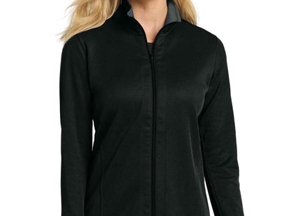 Port Authority Women's Vertical Texture FullZip Jacket L805 Black Iron Grey