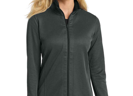 Port Authority Women's Vertical Texture FullZip Jacket L805 Iron Grey Black