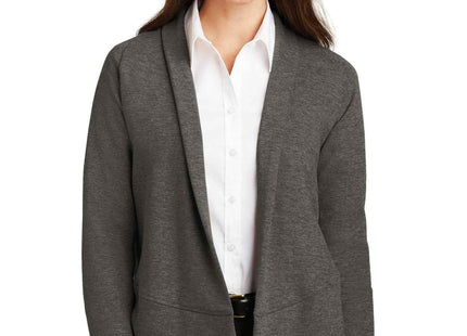 Port Authority Women's Interlock Cardigan L807 Charcoal Heather Medium Heather Grey