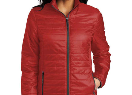 Port Authority Women's Packable Puffy Jacket L850 Fire Red Graphite