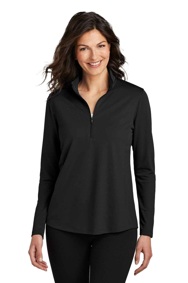 Port Authority Women's Dry Zone UV MicroMesh 1/4Zip LK112 Deep Black