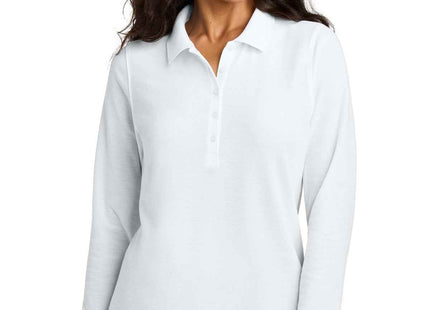 Port Authority Women's Wearever Signature Pique Long Sleeve Polo LK200LS White