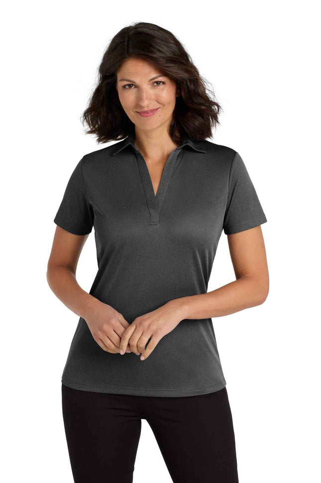 Port Authority Women's Heathered Silk Touch Performance Polo LK542 Black Heather
