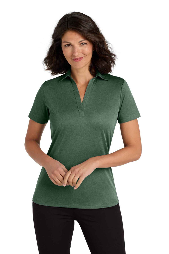 Port Authority Women's Heathered Silk Touch Performance Polo LK542 Green Glen Heather