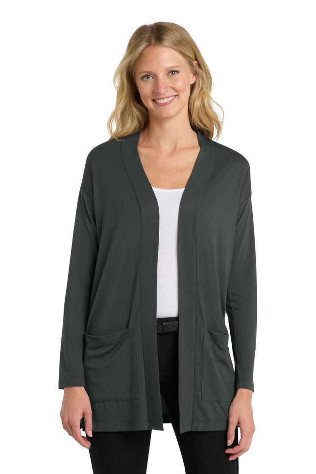 Port Authority Women's Concept Long Pocket Cardigan LK5434 Grey Smoke