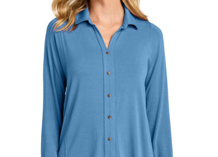Port Authority Women's Luxe Knit Button Tunic LK5602 Carolina Blue