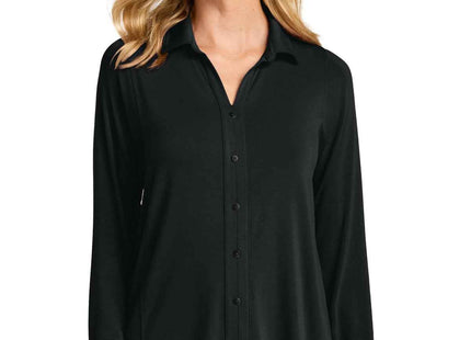 Port Authority Women's Luxe Knit Button Tunic LK5602 Deep Black