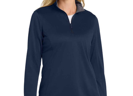 Port Authority Women's Silk Touch Performance 1/4Zip LK584 Navy Steel Grey