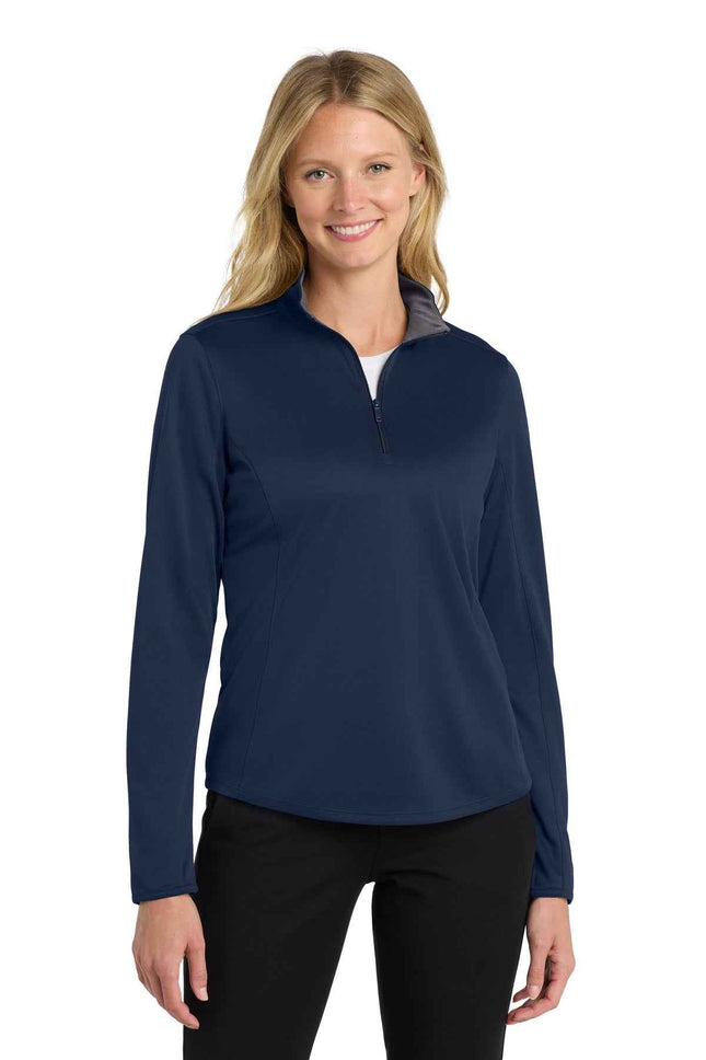 Port Authority Women's Silk Touch Performance 1/4Zip LK584 Navy Steel Grey