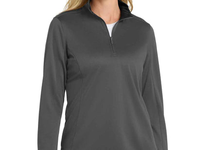 Port Authority Women's Silk Touch Performance 1/4Zip LK584 Steel Grey Black