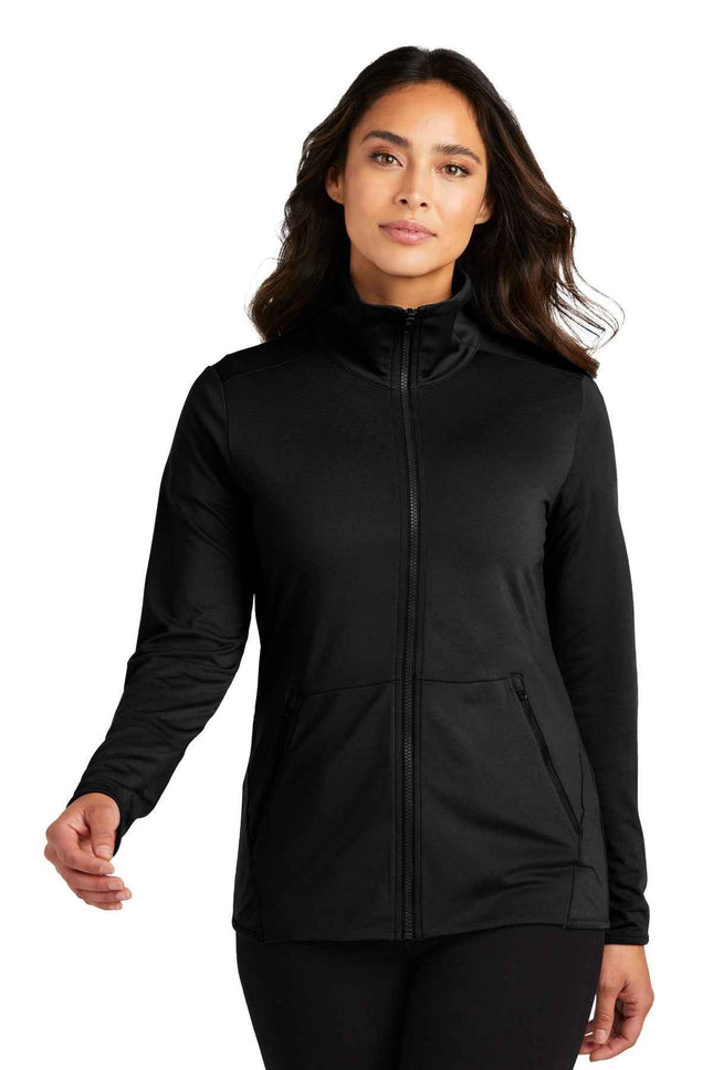 Port Authority Women's Accord Stretch Fleece FullZip LK595 Black
