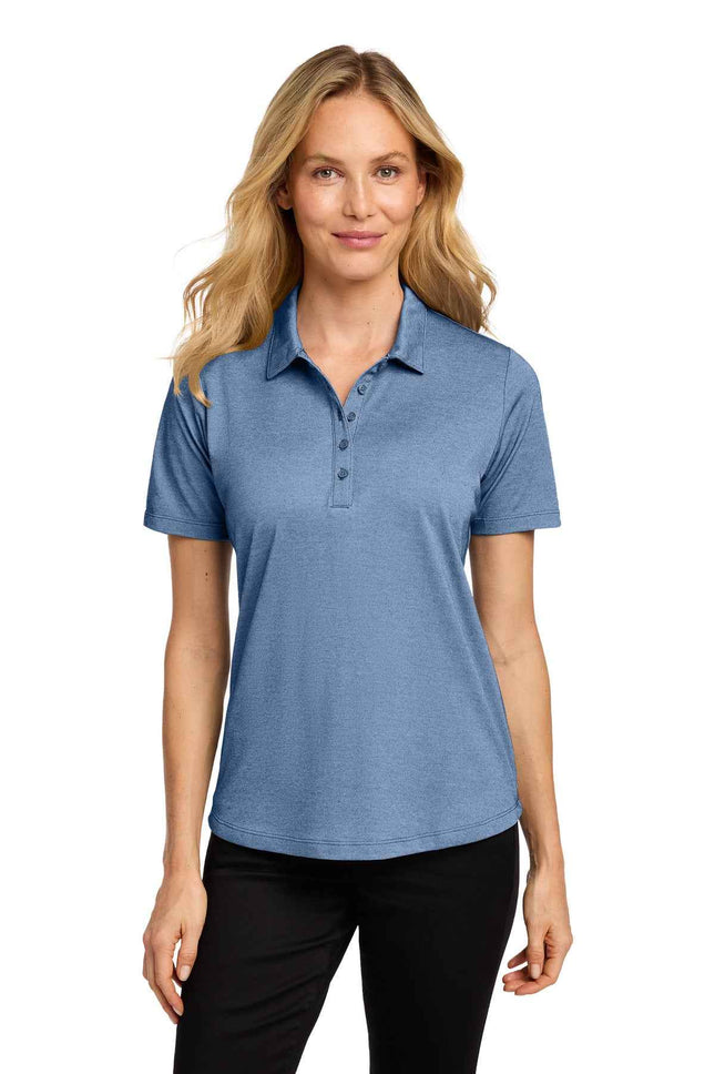 Port Authority Women's Fine Pique Blend Polo LK830 Aegean Blue Heather