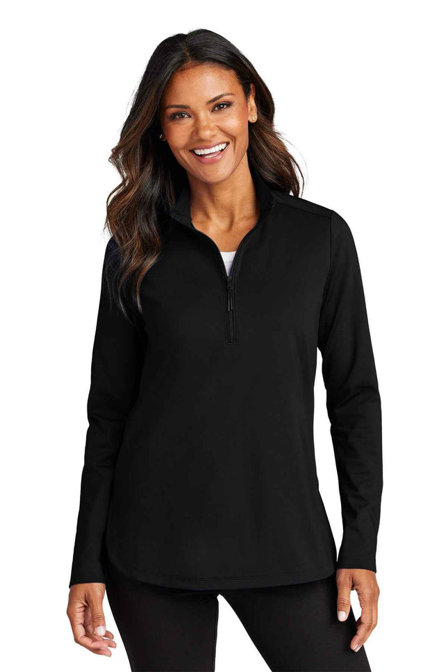 Port Authority Women's CFREE Double Knit 1/4Zip LK880 Deep Black