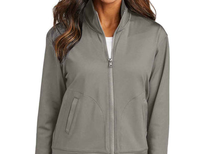 Port Authority Women's CFREE Double Knit FullZip LK881 Smoke Grey