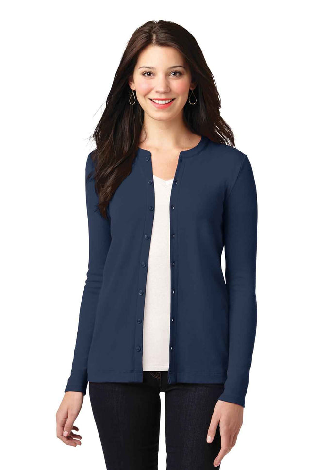 Port Authority Women's Concept Stretch ButtonFront Cardigan LM1008 Dress Blue Navy