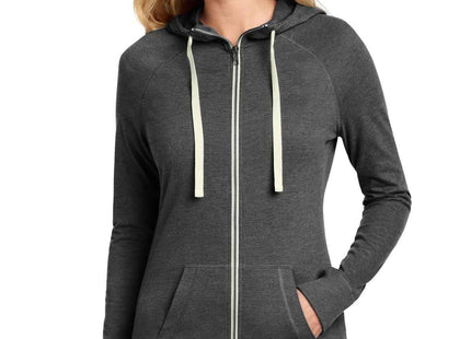 New Era Women's Sueded Cotton Blend FullZip Hoodie LNEA122 Black Heather