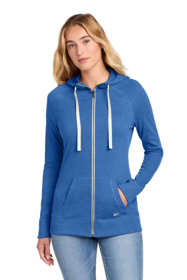 New Era Women's Sueded Cotton Blend FullZip Hoodie LNEA122 Royal Heather
