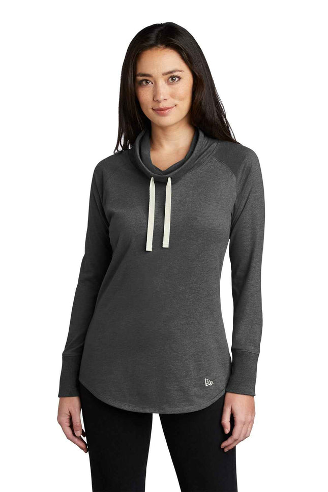 New Era Women's Sueded Cotton Blend Cowl Tee LNEA123 Black Heather