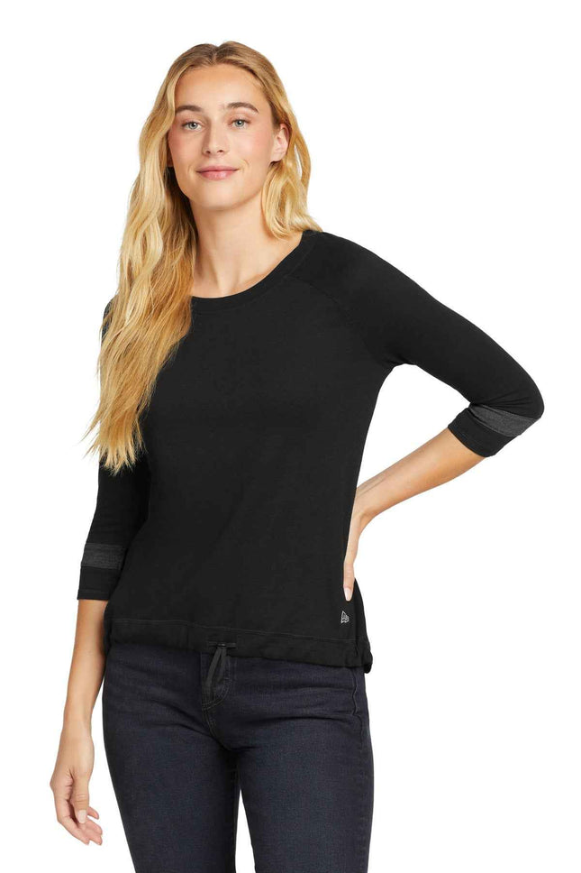New Era Women's TriBlend 3/4Sleeve Tee LNEA136 Black Solid Graphite