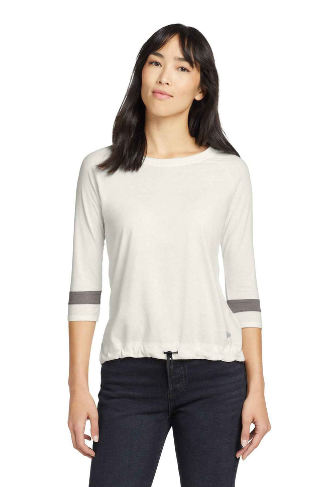 New Era Women's TriBlend 3/4Sleeve Tee LNEA136 Fan White Solid Shadow Grey