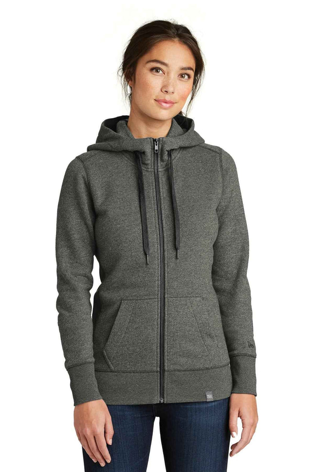 New Era Women's French Terry FullZip Hoodie LNEA502 Black Twist