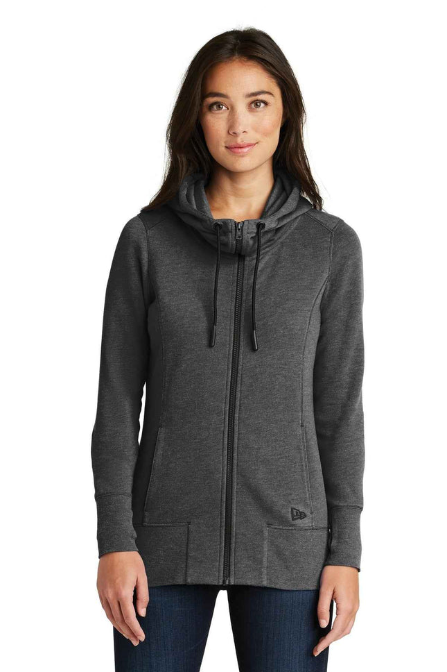 New Era Women's TriBlend Fleece FullZip Hoodie LNEA511 Black Heather
