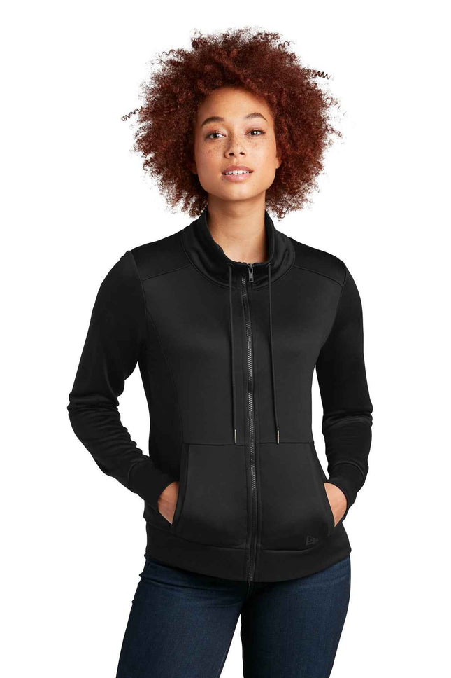 New Era Women's Performance Terry FullZip Cowl LNEA530 Black