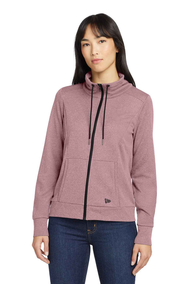 New Era Women's Performance Terry FullZip Cowl LNEA530 Dusty Mauve Heather