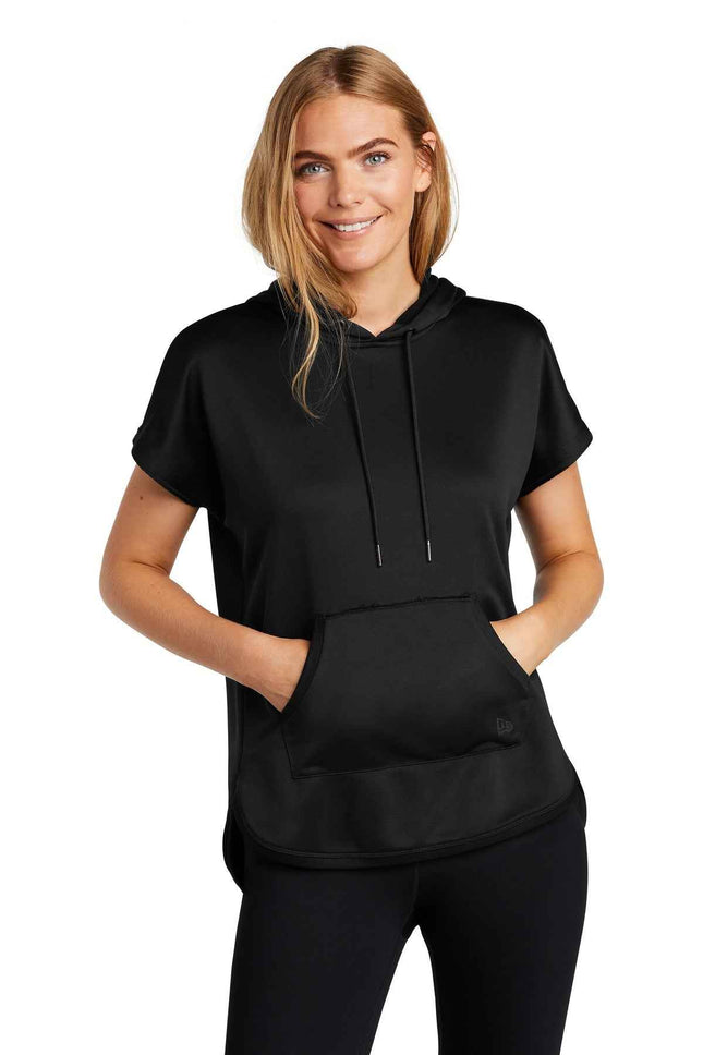 New Era Women's Performance Terry Short Sleeve Hoodie LNEA533 Black