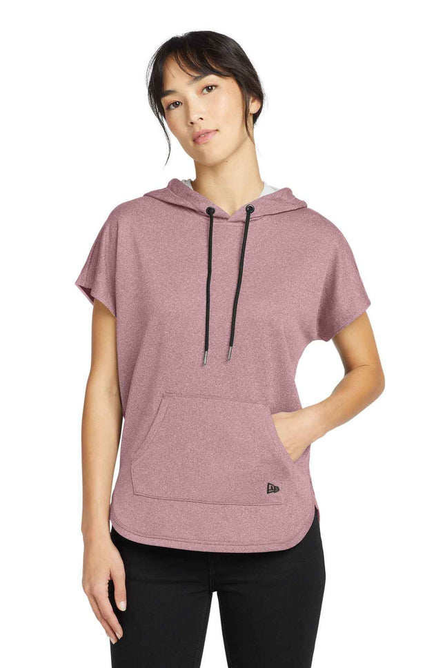 New Era Women's Performance Terry Short Sleeve Hoodie LNEA533 Dusty Mauve Heather