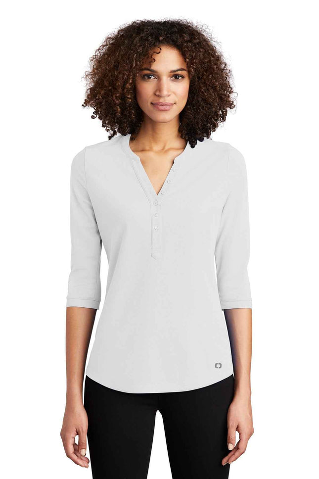 OGIO Women's Jewel Henley LOG104 Bright White