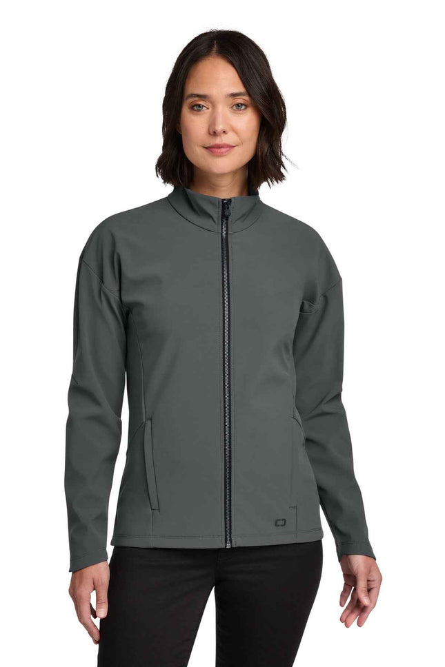 OGIO Women's Commuter FullZip Soft Shell LOG755 Diesel Grey