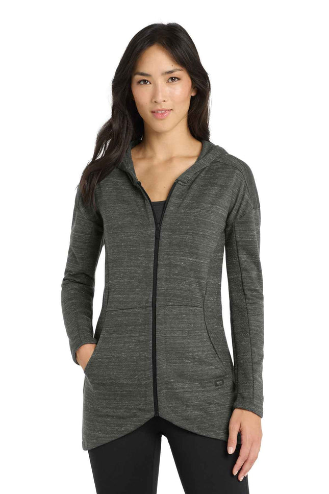 OGIO Women's Flux FullZip Hoodie LOG823 Tarmac Grey Heather