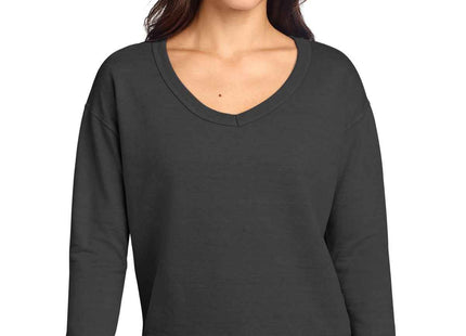 Port & Co Women's Beach Wash GarmentDyed VNeck Sweatshirt LPC098V Coal