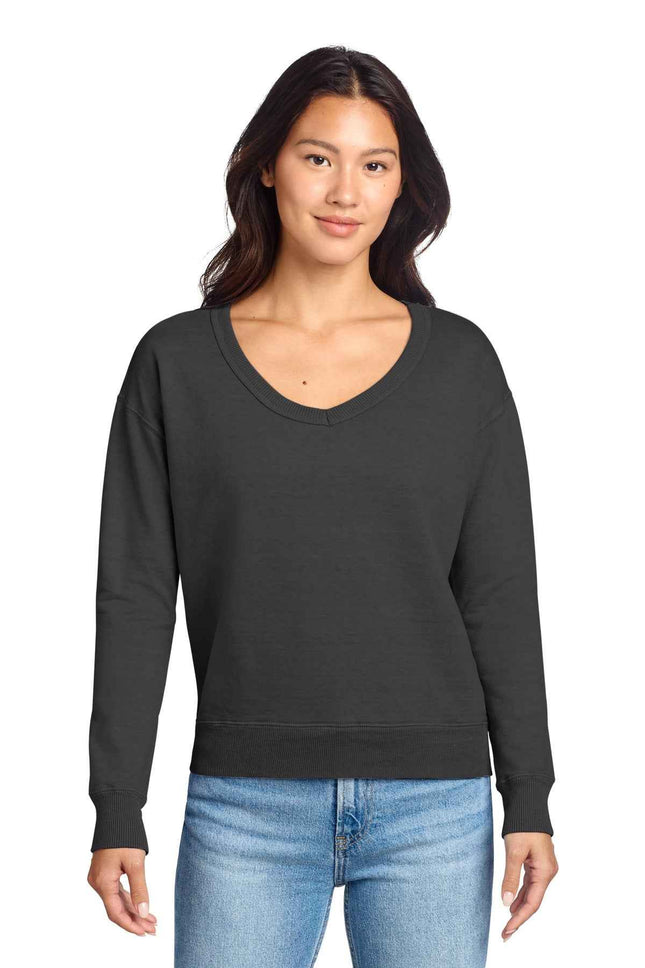 Port & Co Women's Beach Wash GarmentDyed VNeck Sweatshirt LPC098V