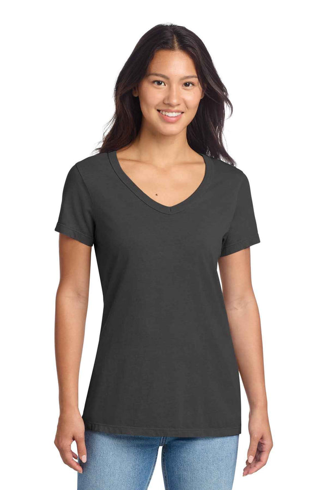 Port & Co Women's Beach Wash GarmentDyed VNeck Tee LPC099V