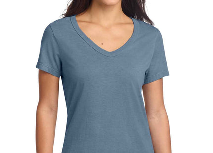 Port & Co Women's Beach Wash GarmentDyed VNeck Tee LPC099V Faded Denim