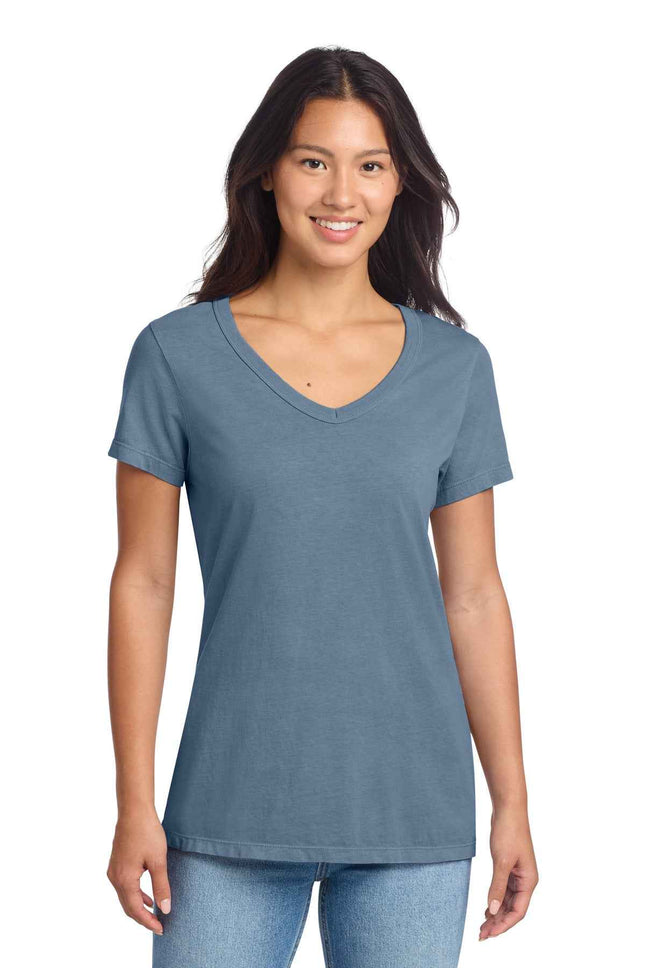 Port & Co Women's Beach Wash GarmentDyed VNeck Tee LPC099V