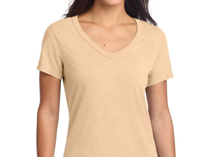 Port & Co Women's Beach Wash GarmentDyed VNeck Tee LPC099V Peach
