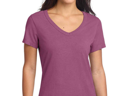 Port & Co Women's Beach Wash GarmentDyed VNeck Tee LPC099V Vintage Raspberry