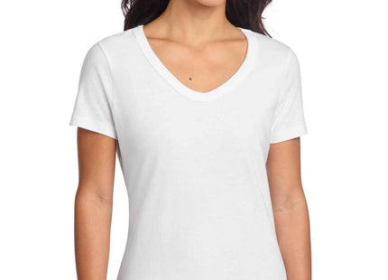 Port & Co Women's Beach Wash GarmentDyed VNeck Tee LPC099V White